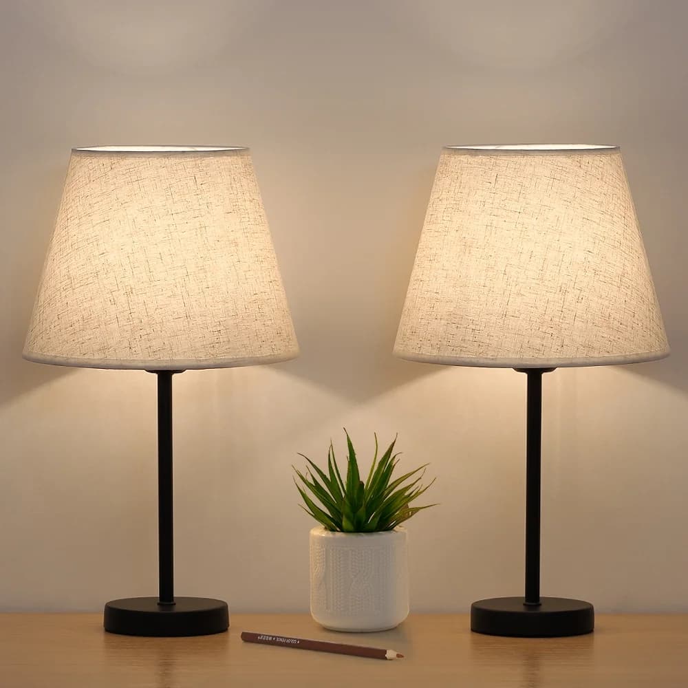 Compact Haitral Table Lamp Pair - Nightstand Lights